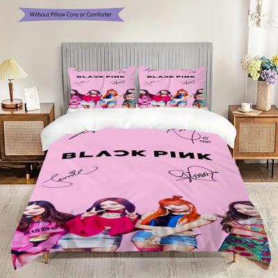 Blackpinks Vibrant Signatures Three-piece Set (1 * Duvet Cover + 2 * Pillowcase, Without Core) 2D Flat Bedding Set Christmas Birthday Gift