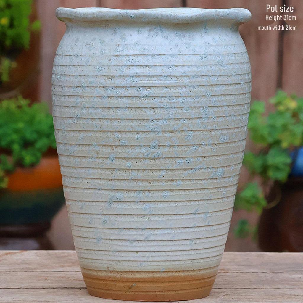 Handmade Large Ceramic Pot for Succulents & Orchids - Breathable, Coarse Pottery Bonsai Planter