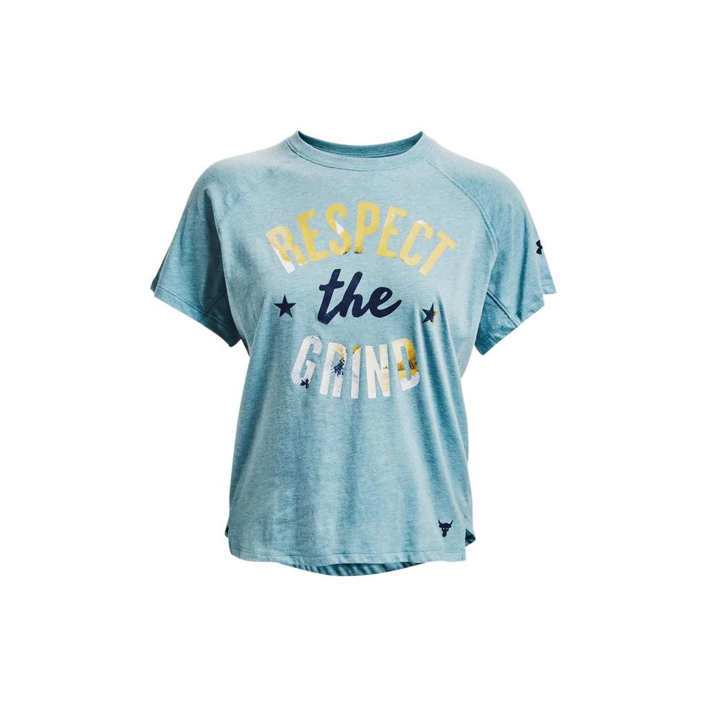 Under Armour Training Sports Letter Print T-Shirt Women Tops Blue 1369961-416