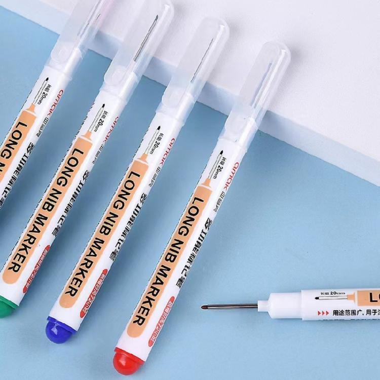 Pack of 5 Thin Head Long Nib Marker Pens for Marking Deep Holes in Metal Wood