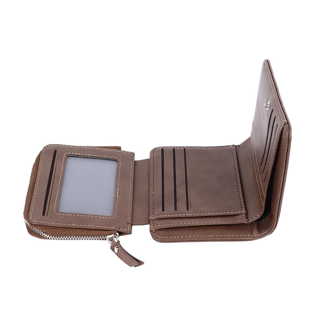 PU Wallet with Multiple Card Slots PU Leather Textured Trifold Three Fold Wallet for Men Boys Brown