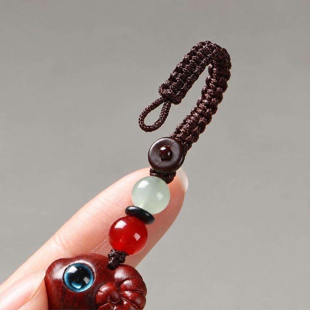Handmade Sandalwood Sheep Keychain Scratch-resistant Phone Charm Zodiac Year of the Sheep Gift