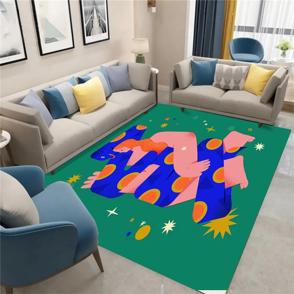 Modern Minimalist Style Illustration Carpet for Living Room Kitchen Bedroom Decor Mat Home Decoration Washable Rug Creative Gift