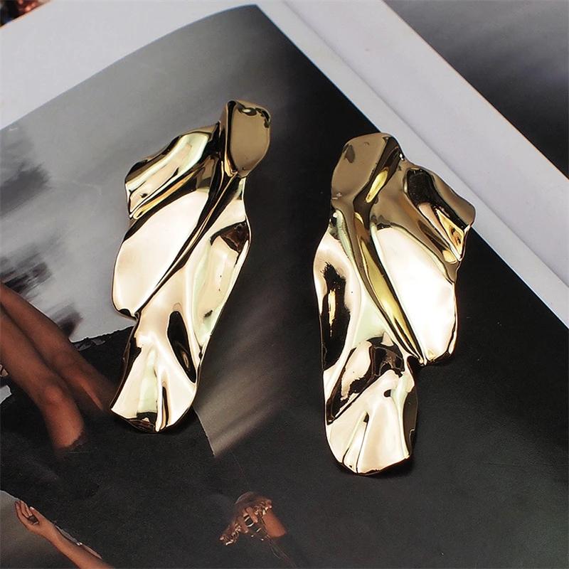 Exaggerated Irregular Metal Dangle Earrings for Women Big Geometric Statement Punk Personality Hanging Earrings