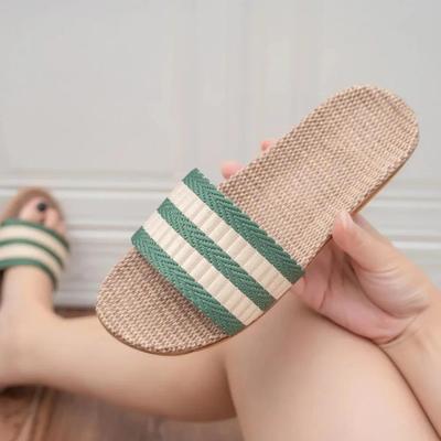 Home Couple Indoor Slippers Wooden Floor Cotton Linen Linen Slippers Home Non-slip Men and Women Thick-soled Summer Cool
