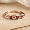 S925 Sterling Silver Stackable Women's Ring with Red Cubic Zirconia - Fashionable, Versatile, and Luxurious Square Design.
