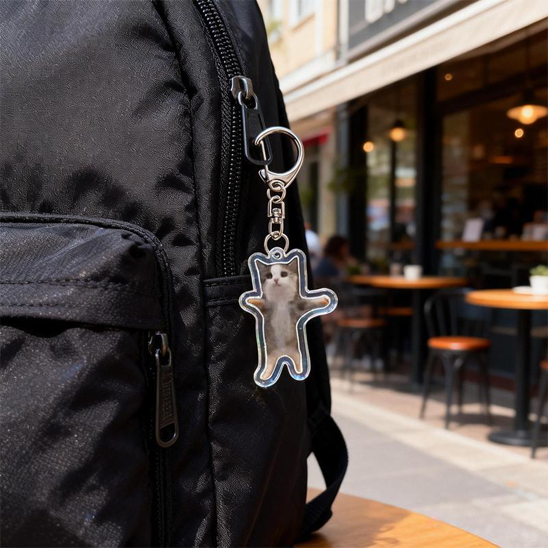 1PC Acrylic Cute Keychains Cats 2D Flat Backpack Ornament Accessories Cat Key Rings Creative Animal Key Holders Funny