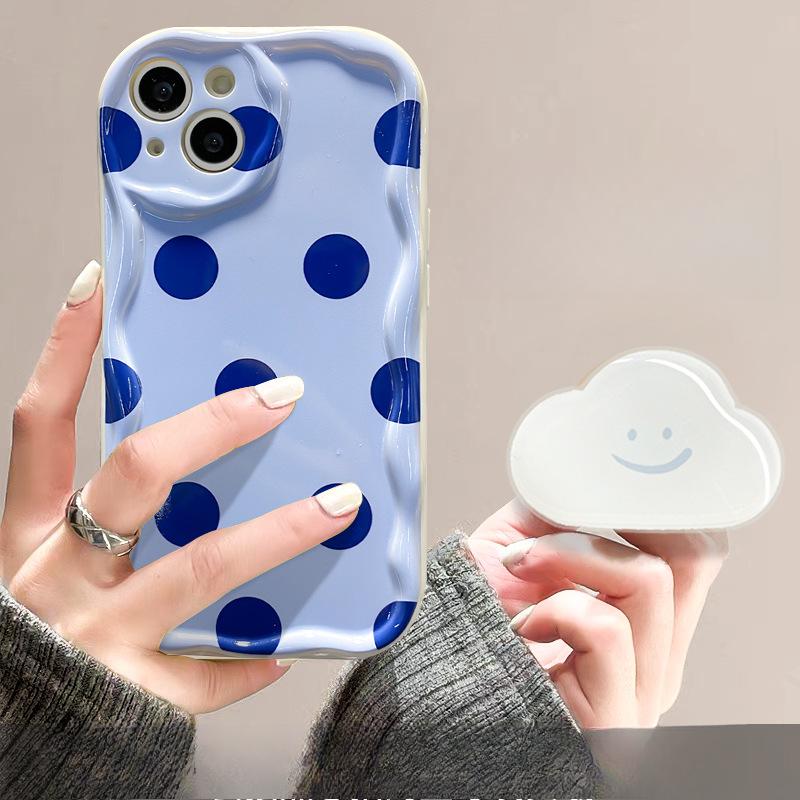 

Подходит для чехла для мобильного телефона Apple 14promax iPhone 15/13 Прозрачный силиконовый 12 Полноэкранный в горошек Цепочка Подставка iPhone 14 Pro Max