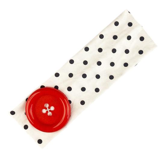 Summer Elastic Headband, Pure Color Dot Print Headband with Button Decor, Versatile Hair Accessories for Daily Party Outing Hair Decoration