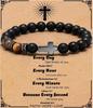 Kreuz Armband für Männer Sohn Bruder Taufe Kommunion Geburtstag Jahrestag Weihnachten Christlich Schwarze Tigerauge Perlen Schmuck