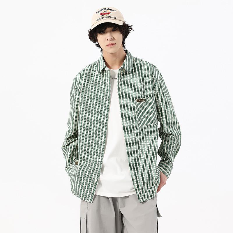 Trendy Spring and Autumn Shirt Jacket Men's Loose Casual Denim Pure Cotton Long-sleeved Youth Shirt