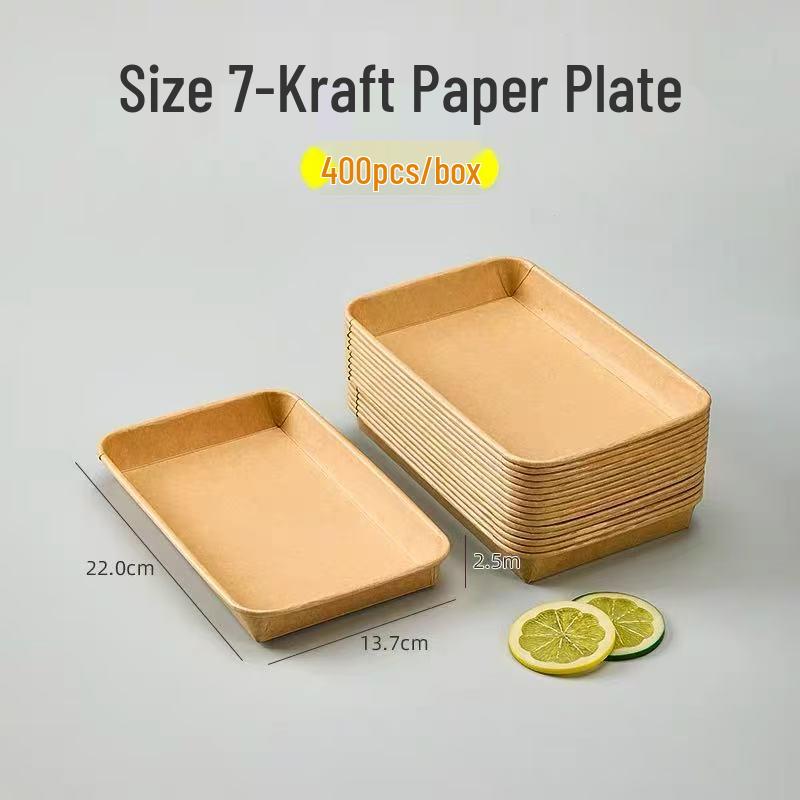 Einweg-Kraftpapier-Essteller - Rechteckig/Quadratisch, Lebensmittelqualität für BBQ, Picknick, Party.