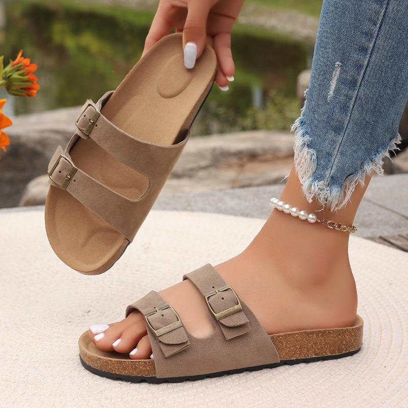 Fashion New Style Classic Cork Sandals for Women Fashion Soft Thick Sole Cork Slippers Summer Beach Sandals Home Open Toe Flat Sandals