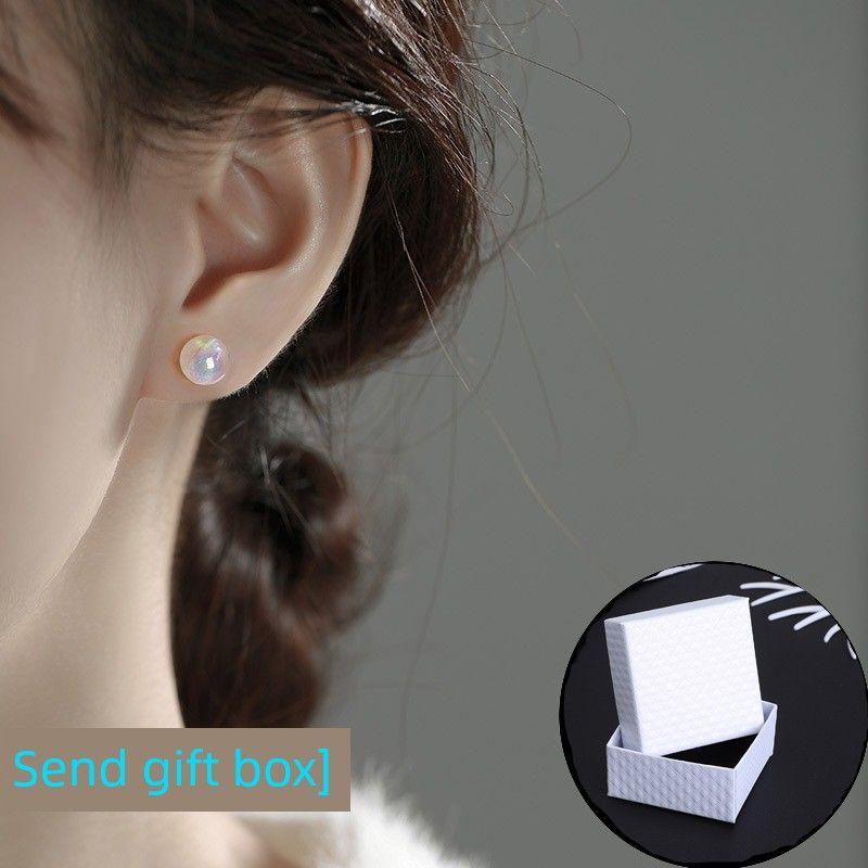 

INS 925 Sterling Silver Mermaid Women s Pearl Earrings Mermaid Ji Pearl Earrings 8mm Pair [Gift Box]]