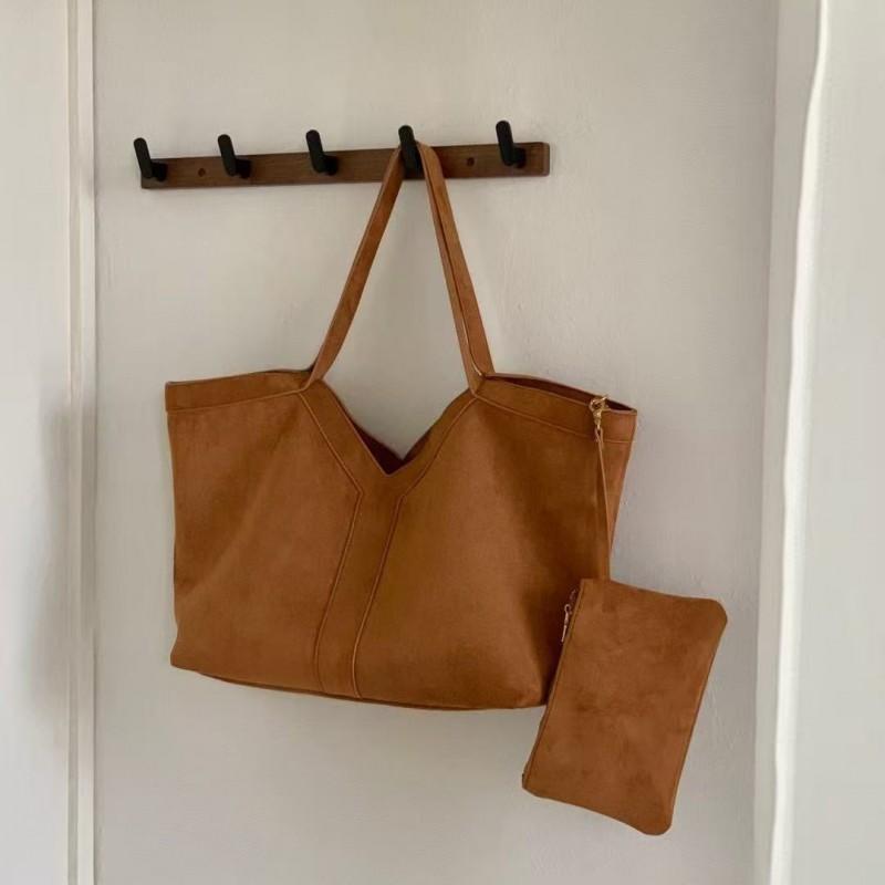 Large Soft Suede-Like Tote Bag Women Daily Use Oversized Shoulder Handbag Street Style