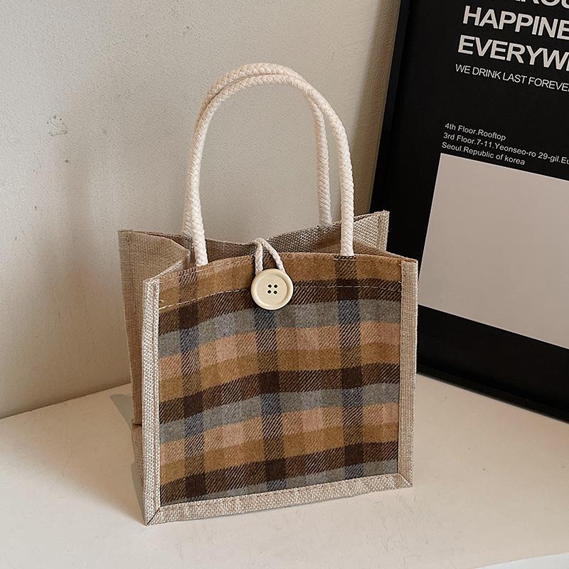 Portable Linen Bag for Work for Women Fashion Canvas Bag for Women Ins Fashionable Versatile One Shoulder Handbag