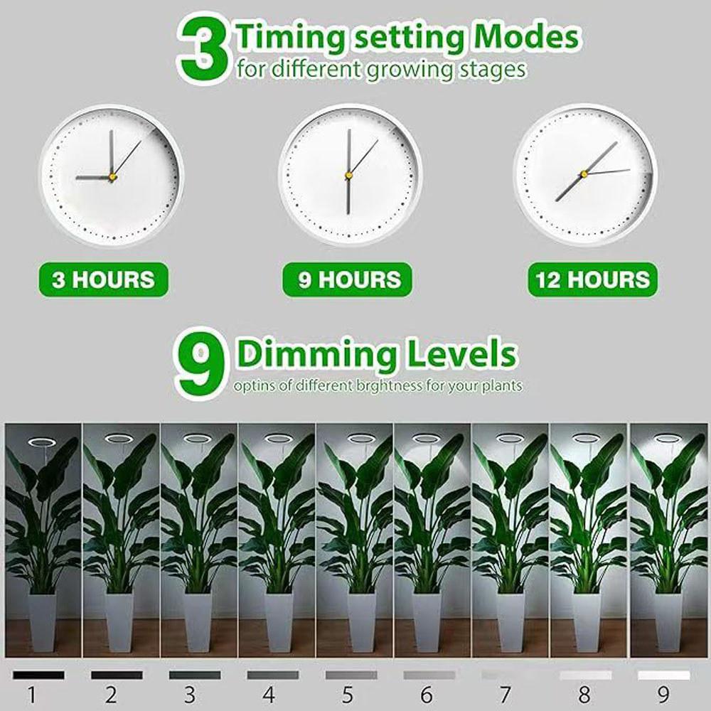 6-Inch LED Full Spectrum Plant Light Large Plants Grow Light Adjustable Extendable Pole Plant Growth Supplement Lamp