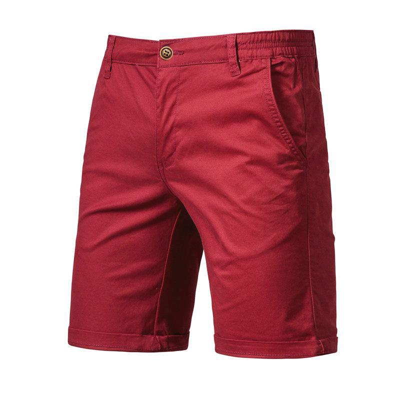 European and American Men's Cotton Slim Fit Shorts in Solid Colors for Summer Casual Wear