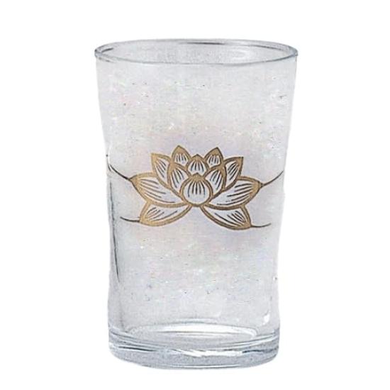 

Glass cup Glass lotus Buddhist altar supplies Buddhist altar supplies memorial service cup/Golden [Small] Hand-held