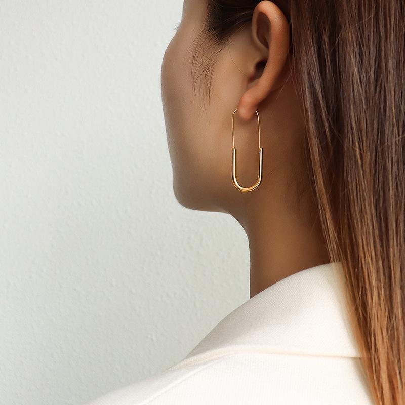 

French 18K Gold-Plated Titanium Steel Ear Cuff Brooch Earrings