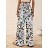 Women's Fashion Casual Flower Pattern Print High Waist Trousers Pants & Capris