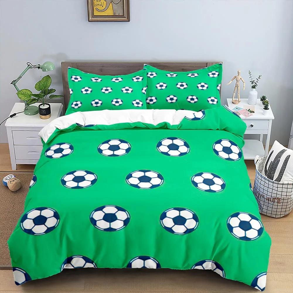 Football Duvet Cover Set King Size Simple Black White Comforter Cover 3D Soccer Sport for Kids Boys Girls Polyester Bedding Set