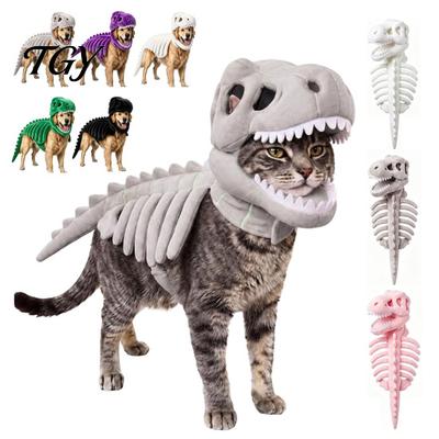 Holiday Party Dog Clothes Pet Dinosaur Skeleton Costume, Glow-in-The-Dark 3D Apparel, Halloween Comfortable Polyester Suit Dino Outfit for Dogs