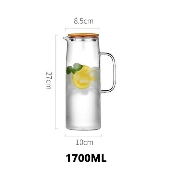 Glass Water Pitcher with Handle Heat Resisttant Cold Hot Kettle Large-capacity Tea Pot Water Bottle Juice Jug Gray Amber