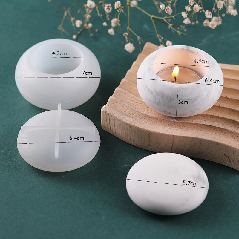 Round Candle Jar Silicone Mold DIY Square with Lid Craft Ornaments Making Plaster Concrete Epoxy Resin Storage Box Casting Molds