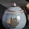 Jiakangming Retro Ge Kiln Ceramic Tea Caddy