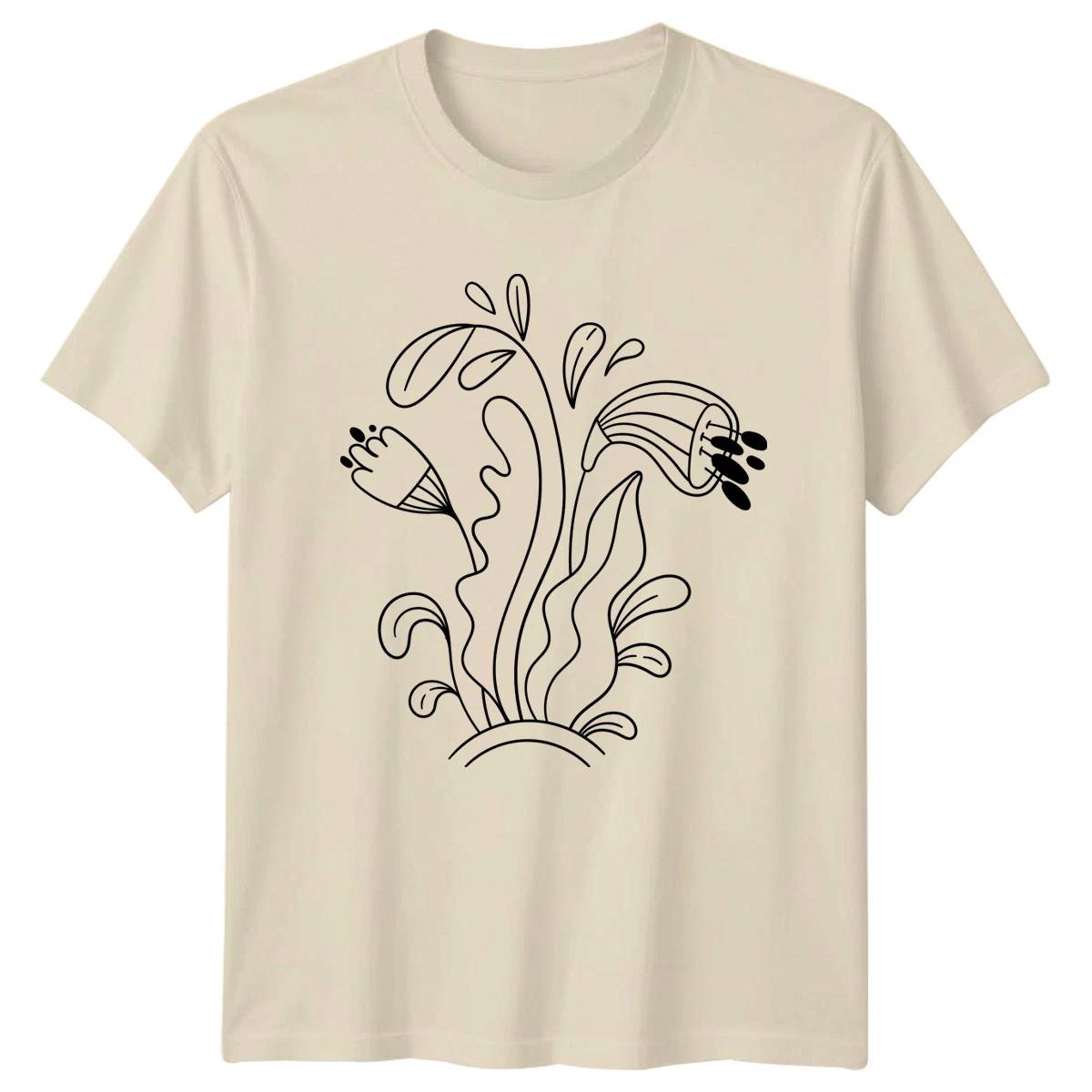 Abstract Line Art Botanical Flower T-Shirt Line Art Flowers Nature Floral XXXXL