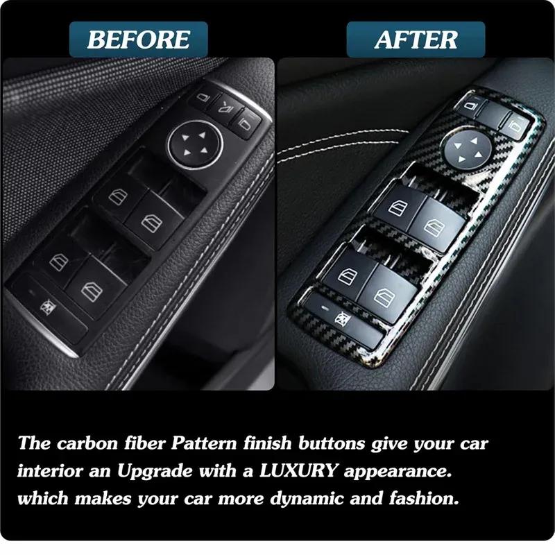 Car Window Control Lift Switch Panel Cover Trim Carbon Fiber For Mercedes-Benz A B C E Class W176 W246 W204 W212 Auto Decoration