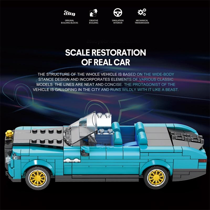 Non-Toxic 417Pcs Retro Luxury Cars Model Building Blocks 1:24 Scale City Convertible Vehicle Car Model Bricks Kids Diy Toys Idea Gifts