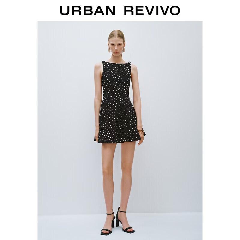 UR Summer French Polka Dot Sleeveless Dress XL