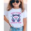 Summer Just A Girl Who Likes K-POP " Pattern Printed Children T-shirt Trendy Girls Clothing Casual Fashionable Kids Short Sleeve