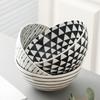 Geometric Lines Ceramic Bowl Noodle Bowl Household Salad Bowl Microwave Oven Creative Kitchen Tableware