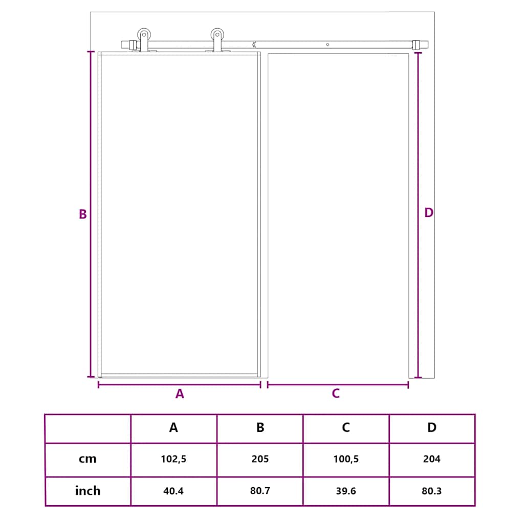 Sliding Door ESG Glass and Aluminum 102.5 X 205 Cm White