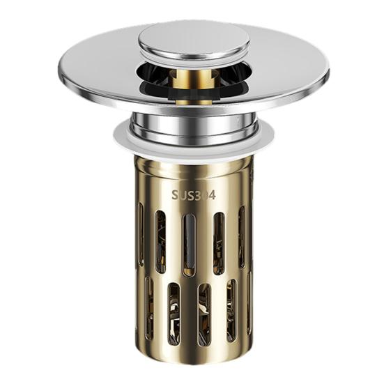 Brass Core Sink Stopper Stainless Steel Bathroom Sink Drain Strainer Easy Install Anti-Blocking Filter