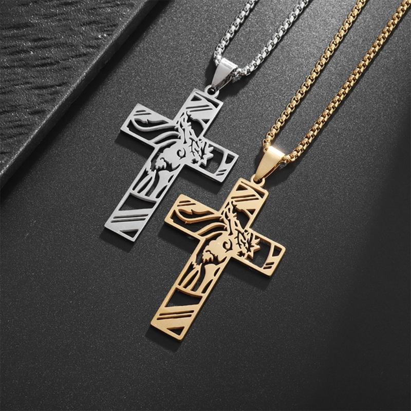 Men's and Women's Adjustable Length Crucifix Necklace Handmade Neckchain Accessory Stylish Christian Religious Jewelry