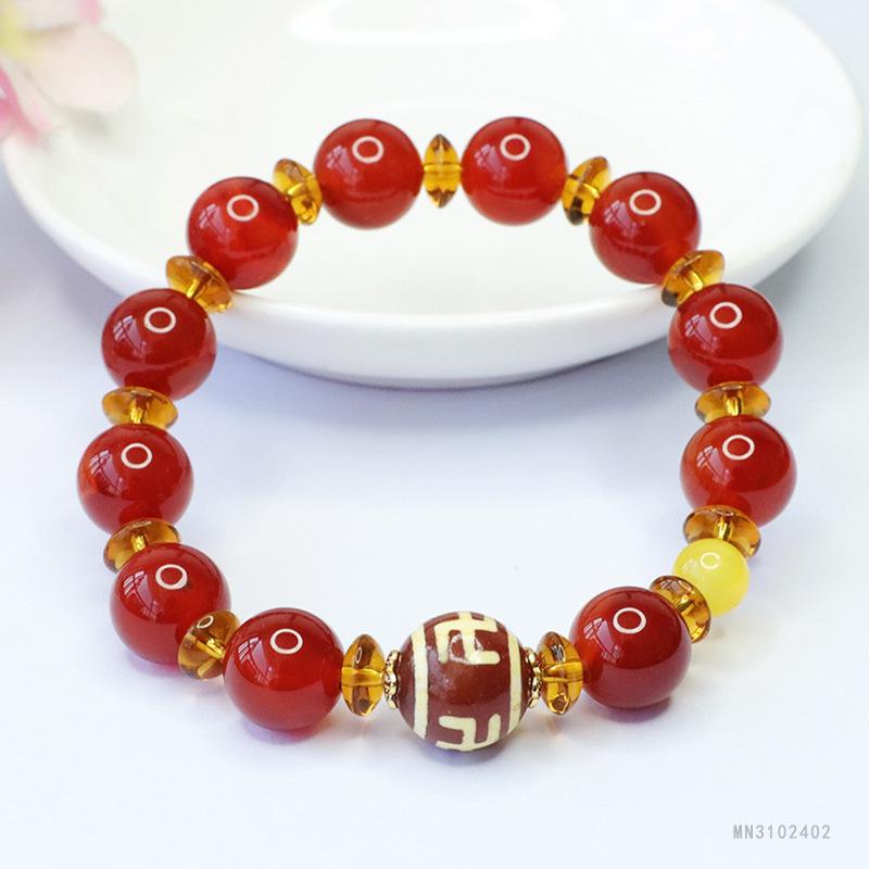 Juan Yu Schwarzer Achat & Neunäugige Dzi-Perle Armband MN3063001