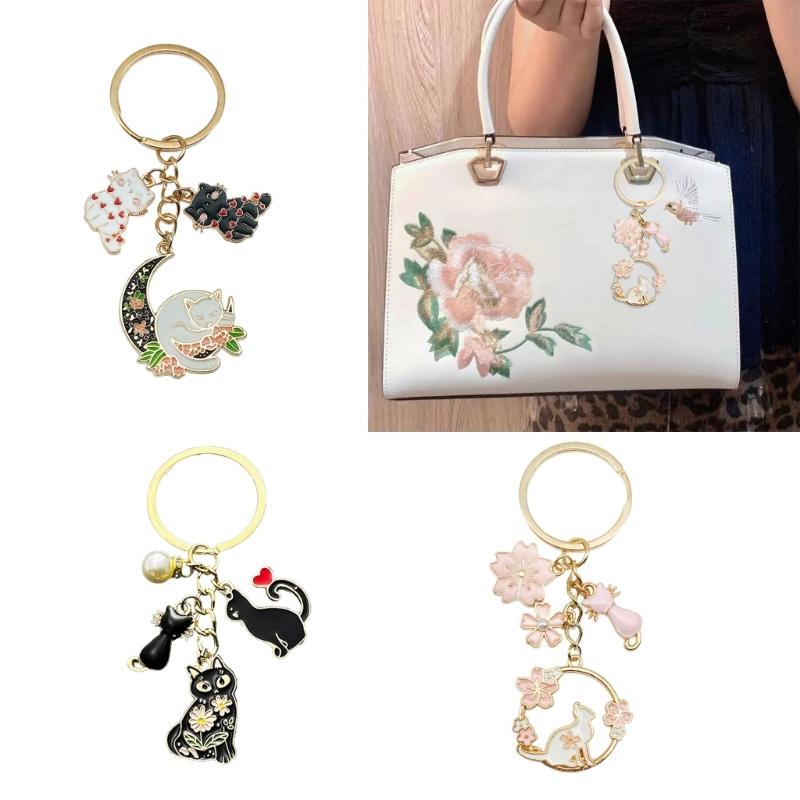 Cute Cats Pet Charm Keychain Chic Cats Figure Bag Hanging Decoration Charm Multipurpose Key Chain Adornment