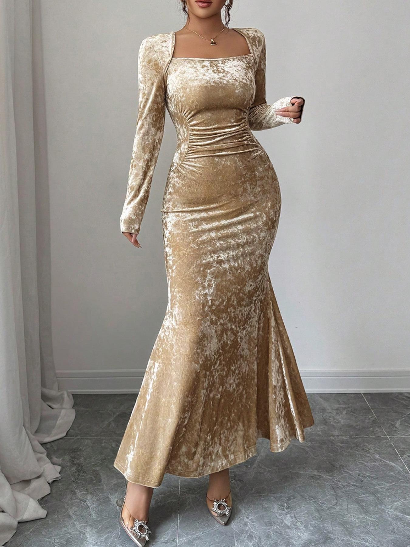 Plus Size Women s Elegant Fishtail Bodycon Dress in Lustrous Fabric 3XL
