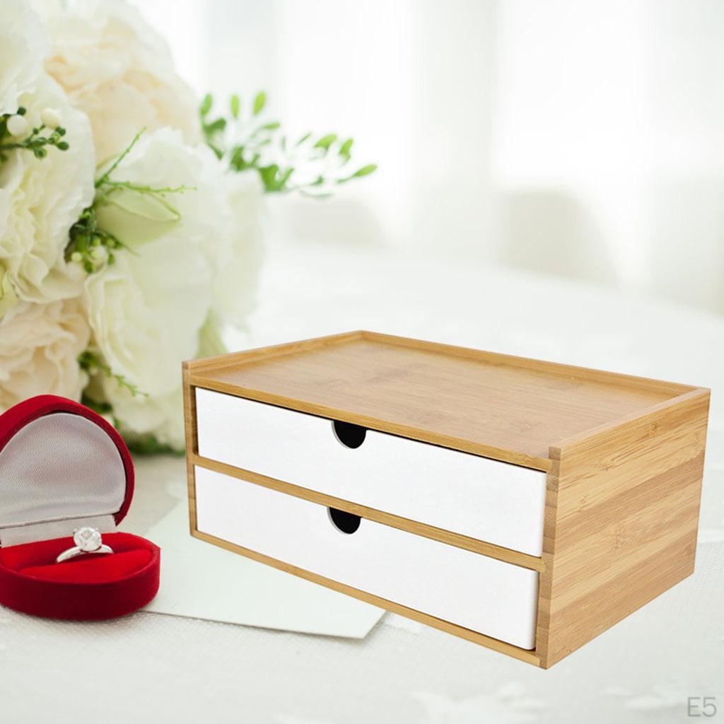 Bamboo Desktop Storage Drawer Organization Scissors Box for Hotel Guest Room Study Pencils