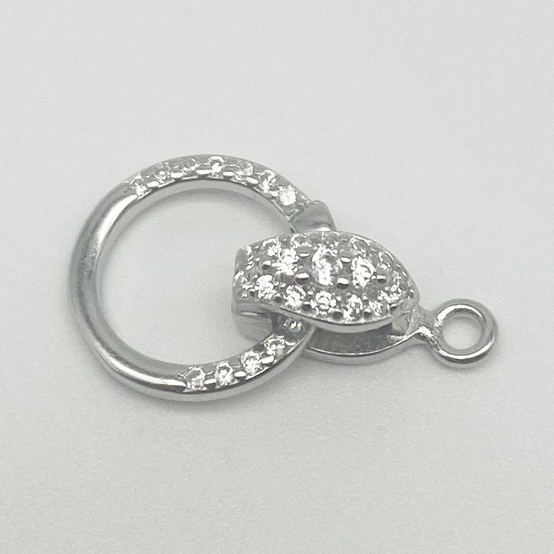 Yansheng S925 Sterling Silver Double-Headed Diamond Inlaid Clasp for Necklace or Bracelet.