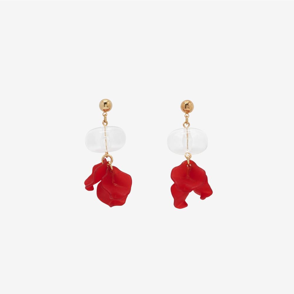 My Omelet Rough Flower Earrings Red