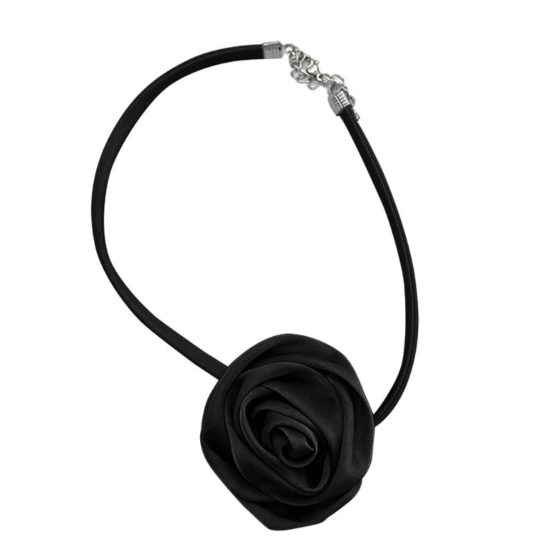 

Romantic Goth Big Rose Flower Clavicle Chain Necklace for Women Sweet Bohemian Flower Choker Necklace Party Jewelry Gift 1 чёрный