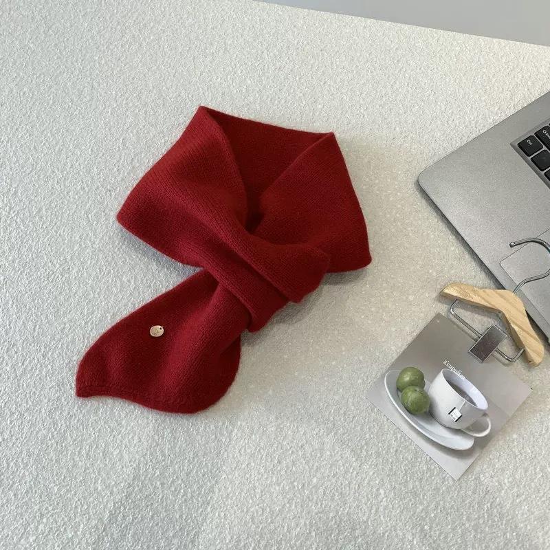 Warm Winter Wool Knitted Scarf To Keep Warm Student White Collar Portable Scarf