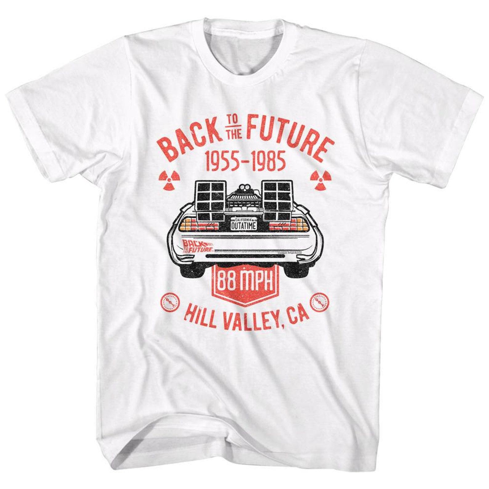 Back to the Future Vintage Delorean Back White Adult T-Shirt 3XL