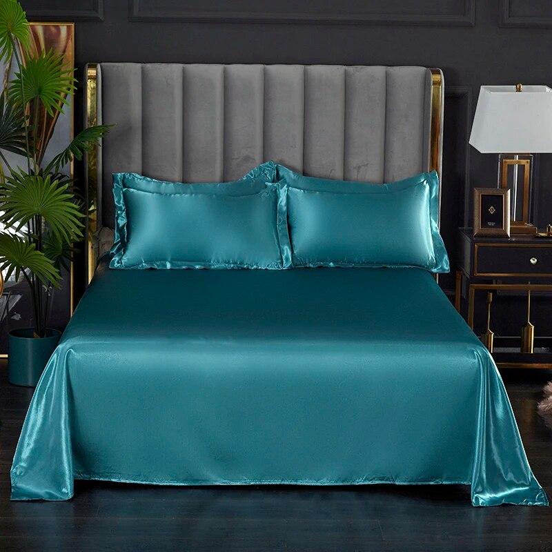 Fashionable Rayon Bed Sheets, Solid Color Single Double Bed And A Comfortable And Cool Mattress Cover 240x270cm /200x230cm.