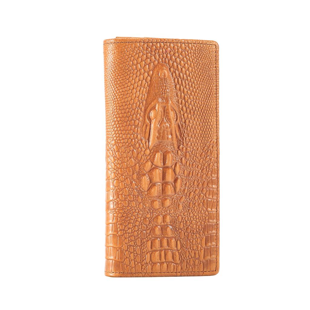 Luxury Crocodile Head Leather Long Bifold Wallet - Premium Multi-card slot Wallets for Men, Elegant Gift Wallet for Daily Use